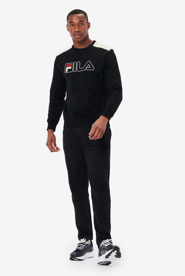 Tops Fila Homem Pretas/Vermelhas - Fila Basil 2 Crew Portugal Lisboa,AKXQ-41758